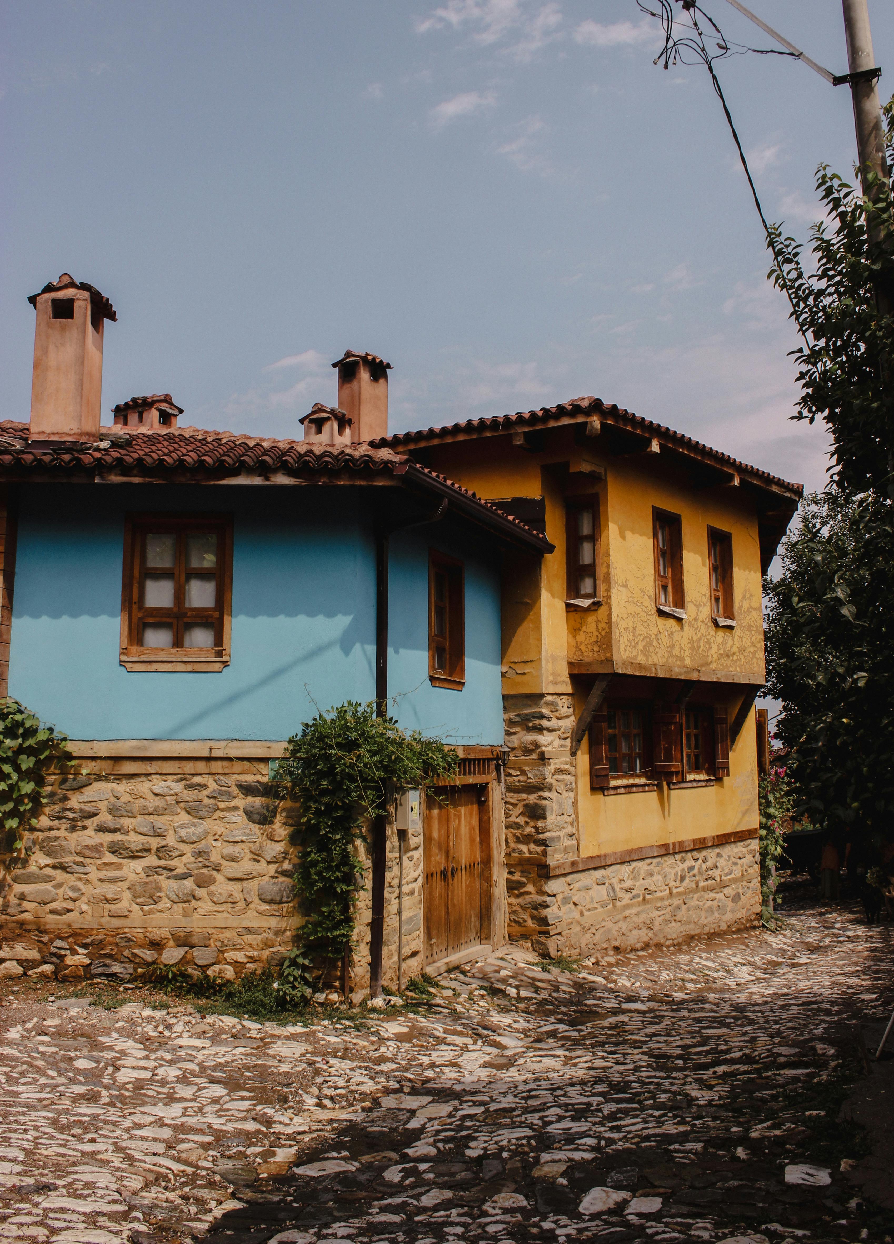 Colorful Mediterranean houses with prominent chimneys in Springfield area